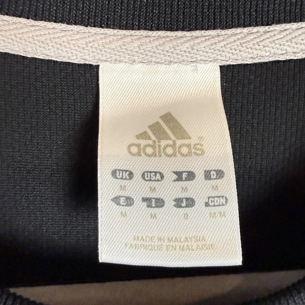 Vintage Adidas Shirt Mens Medium Black Mesh Stripe Short Sleeve Athletic Tee Y2K